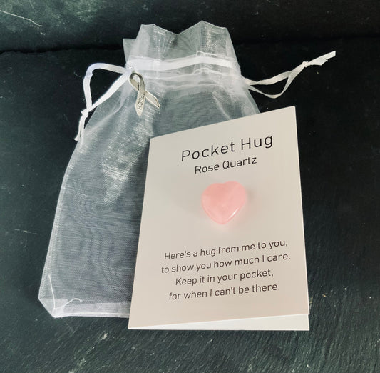 Rose Quartz Crystal Heart Pocket Hug