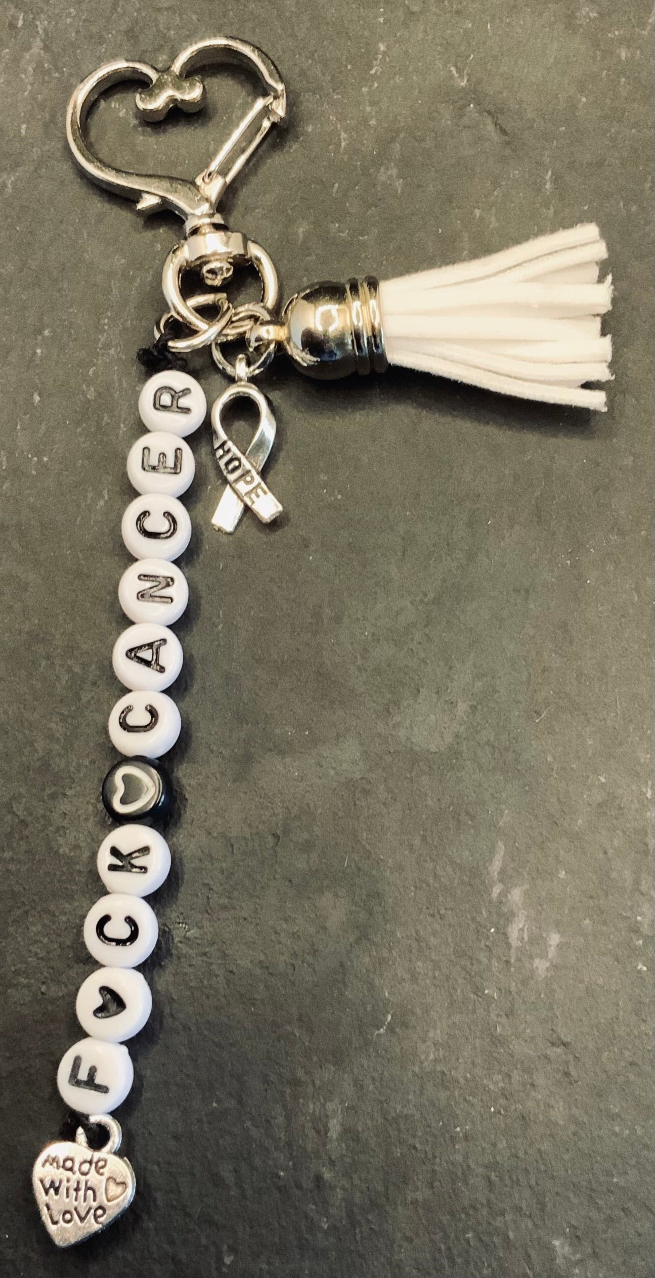 HANDMADE     F🖤CK CANCER      KEYRING