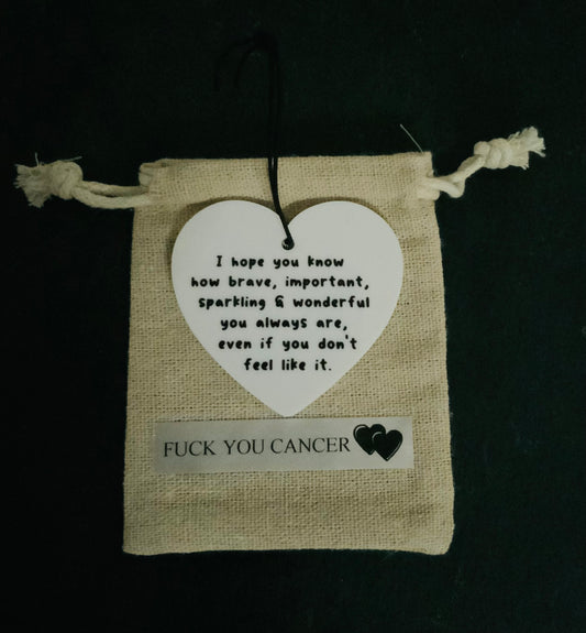 Decorative hanging heart with motivational message and ribbon of hope charm 🖤