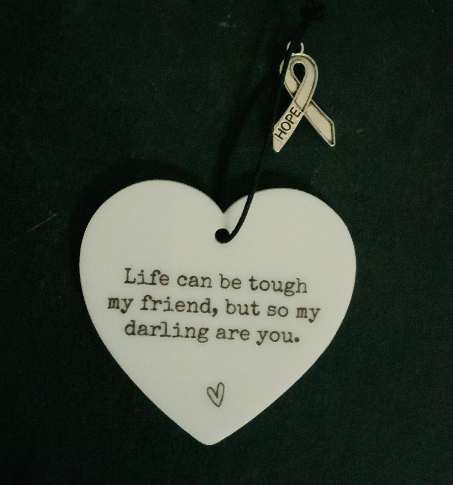 Motivational decorative heart with ribbon of hope charm